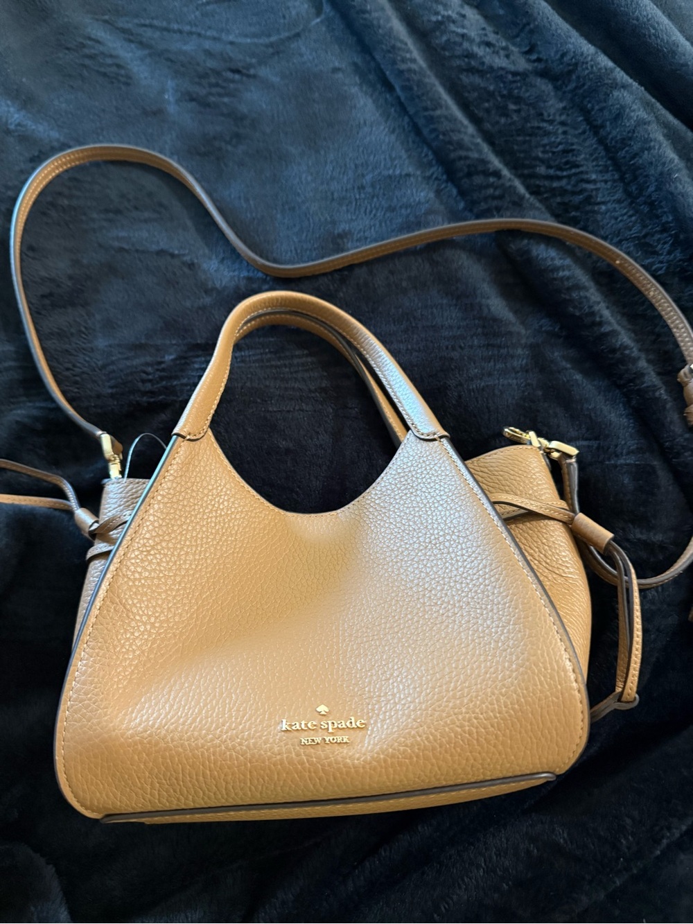 kate spade Stash Small Pebbled Leather Shoulder Tote Cognac Brand New!! - Picture 2 of 10